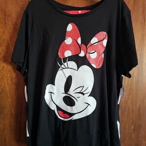 Disney Black Top with Red Minnie Mouse Bow